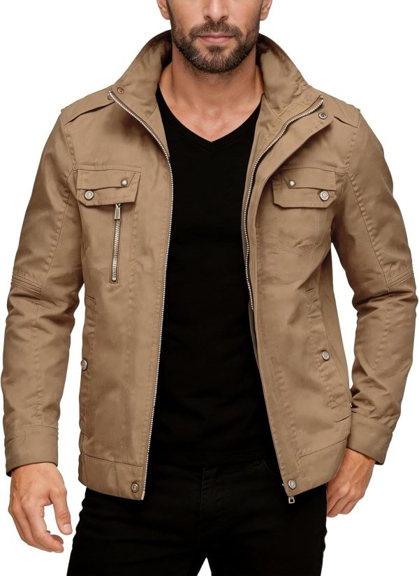 Men's Cotton Lightweight Jacket Military Jacket Casual Field Coat Windbreaker